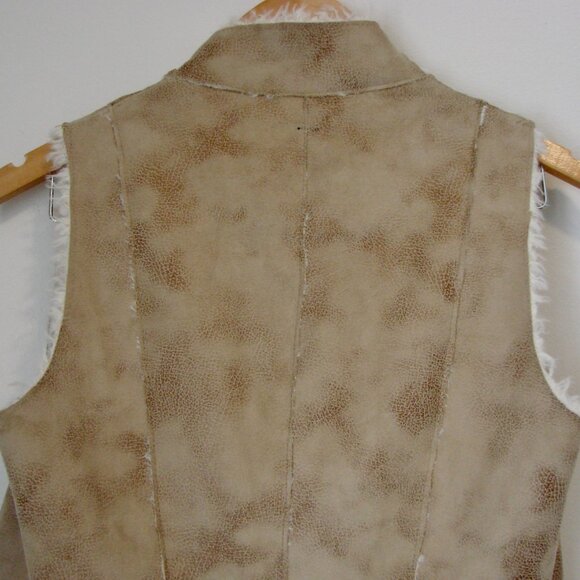 Faux Fur Vest Sherpa Tan Cream Open Front Design Lab Lord & Taylor Size XS - Picture 11 of 12